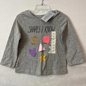 Cat & Jack Girls 2t Gray “Shapes I Know” Long-Sleeved Shirt NWT! A1027